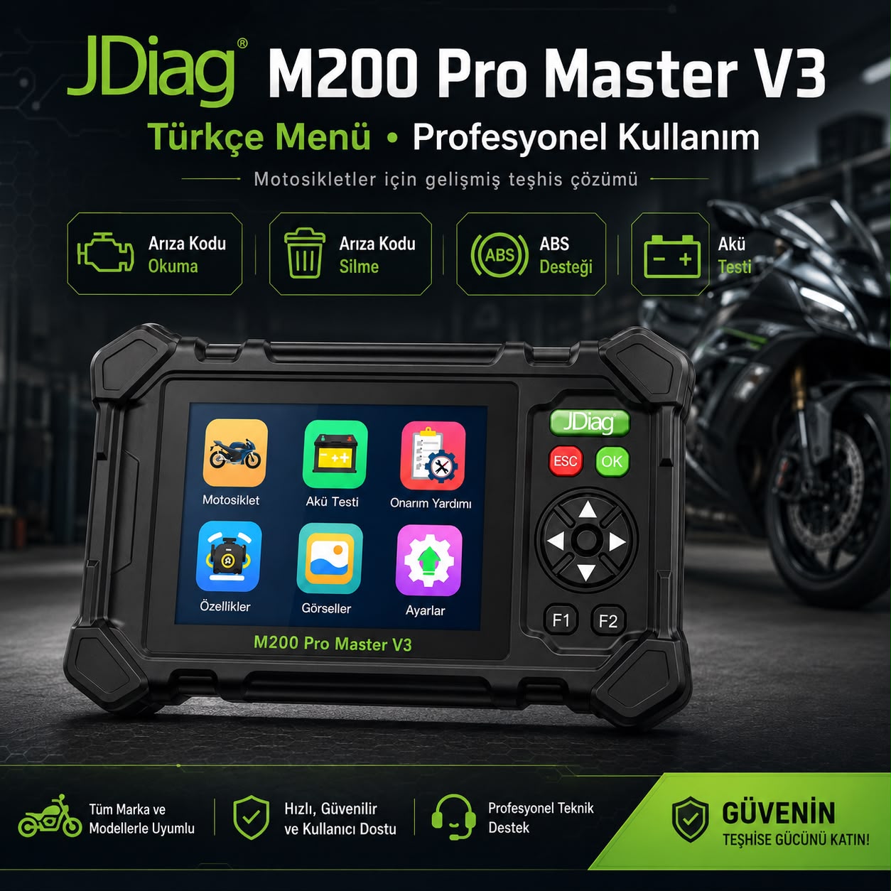 JDiag M200 Pro Master V3 Motosiklet Arıza Tespit Cihazı - Görsel 2